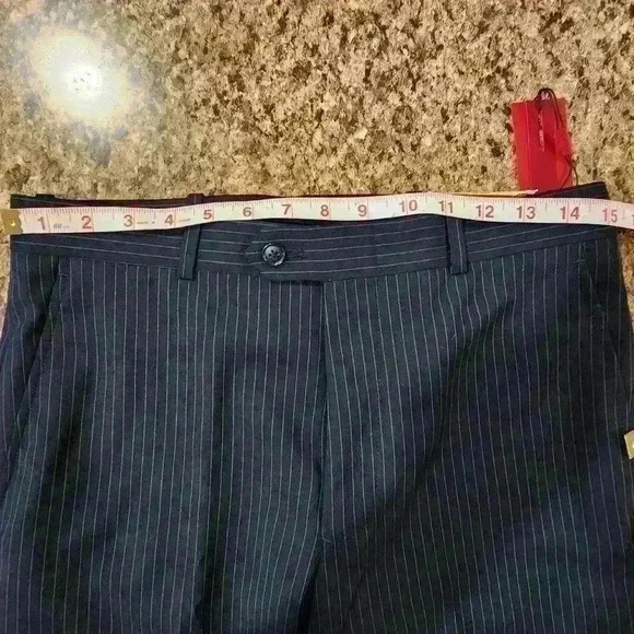 Men's Alfani Slim Fit Navy Stripe Stretch Fabric Flat Front Sz 30X32 $135.00 - Picture 4 of 9